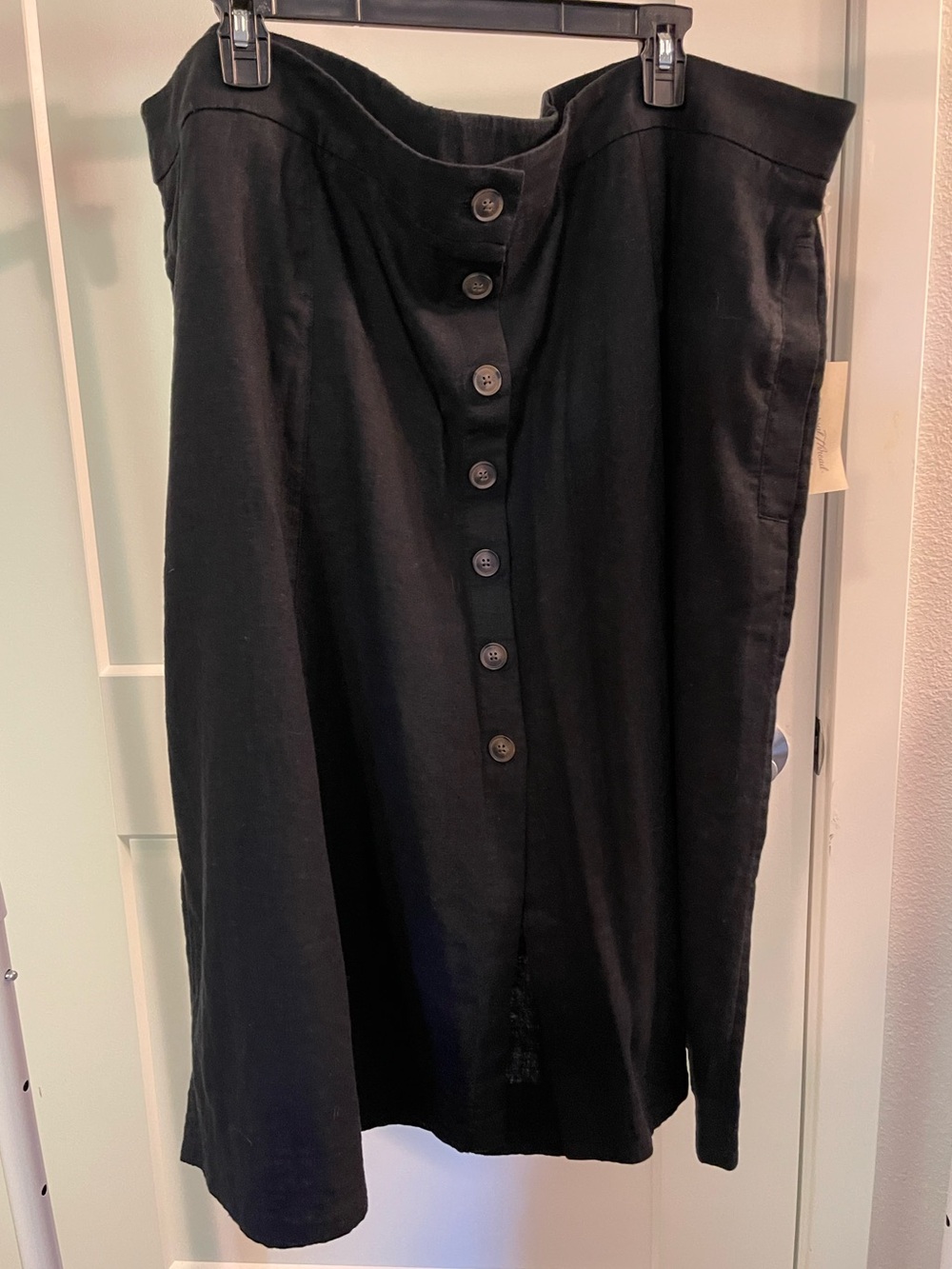 Universal Thread Black Button Front Linen Midi Skirt 3X NWT